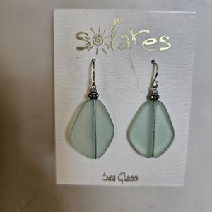 Sea Glass Earrings - Silver and Green